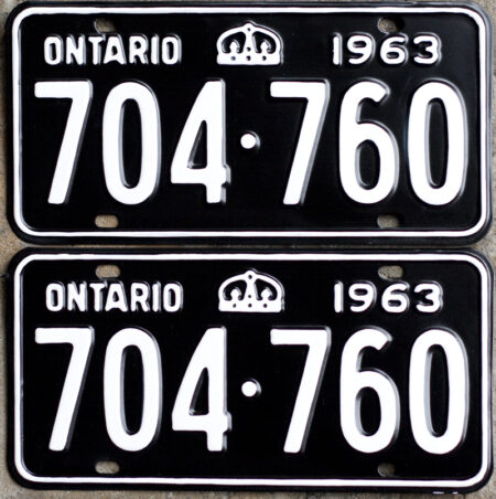 1963 Ontario YOM licence license plates for sale MTO
