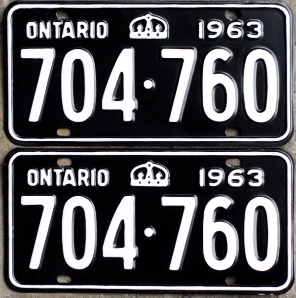 1963 Ontario YOM licence license plates for sale MTO