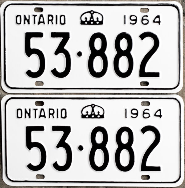 1964 Ontario YOM licence license plates for sale MTO