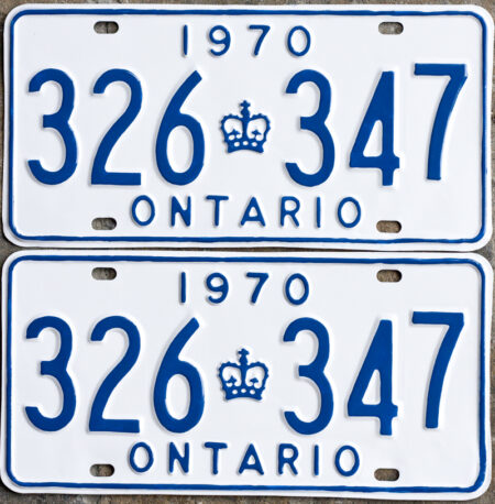 1970 Ontario YOM licence license plates for sale MTO