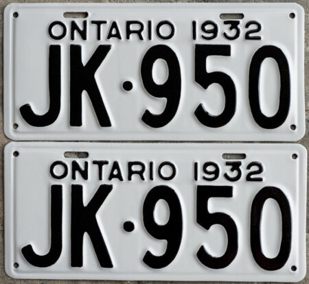 1932 Ontario YOM licence license plates for sale MTO