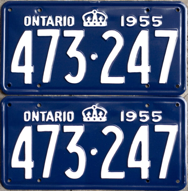 1955 Ontario YOM licence license plates for sale MTO