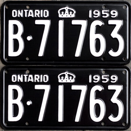1959 Ontario licence plates for sale