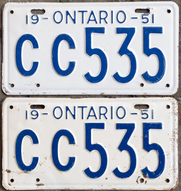 1951 Ontario YOM licence license plates for sale MTO