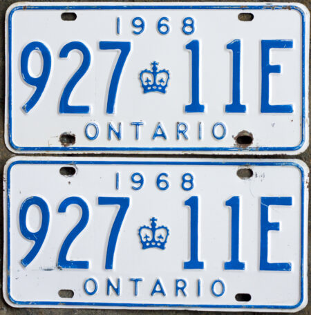 1968 Ontario YOM licence license plates for sale MTO