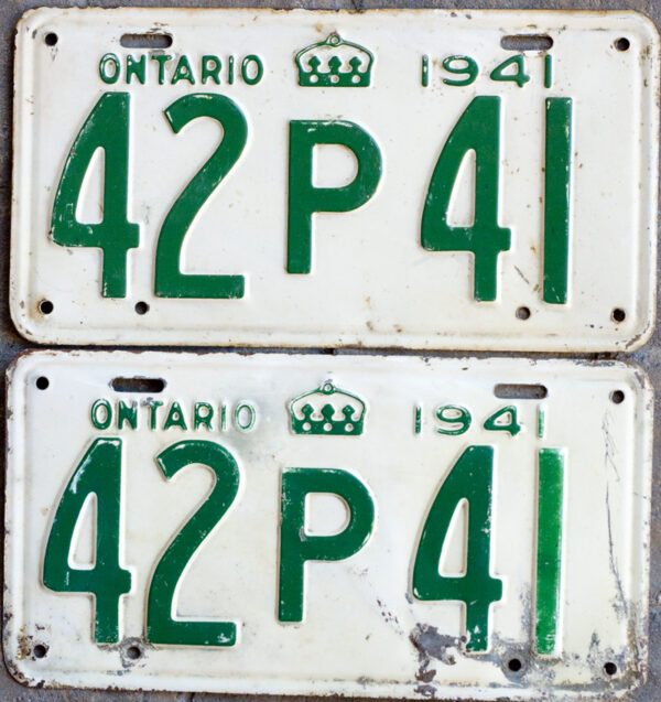 1941 Ontario licence plates for sale