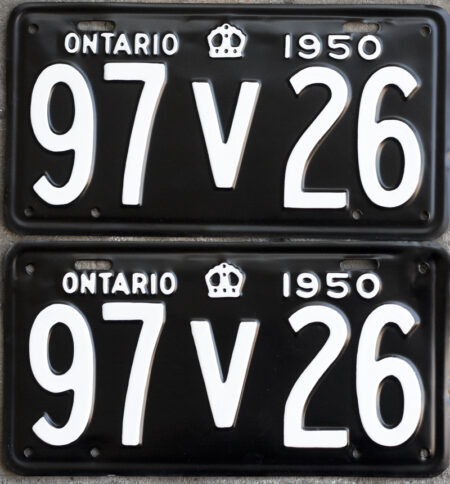 1950 Ontario licence plates for sale