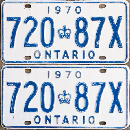 1970 Ontario YOM License Plates For Sale