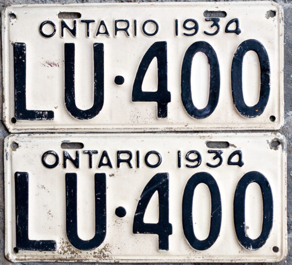 1934 Ontario YOM license plates for sale