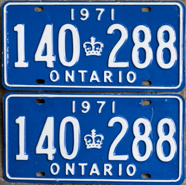 1971 Ontario licence plates for sale