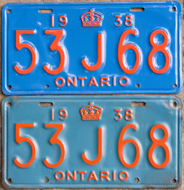 1938 Ontario licence plates for sale