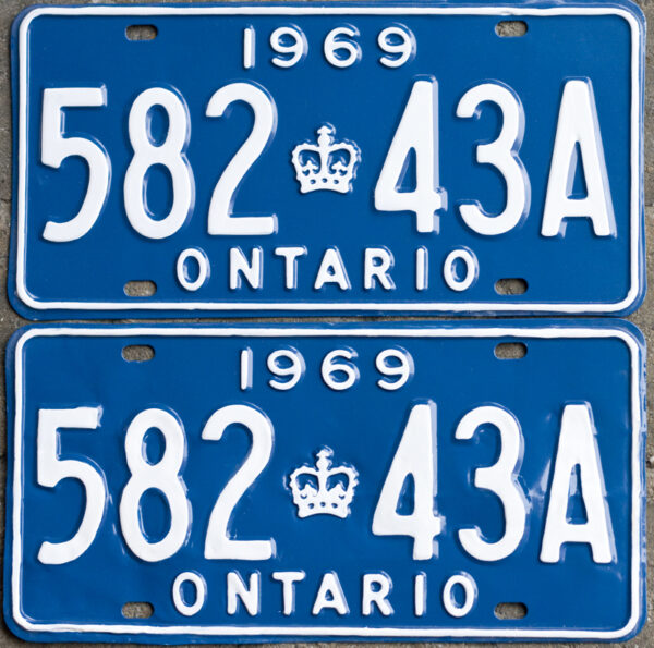 1969 Ontario YOM licence license plates for sale MTO