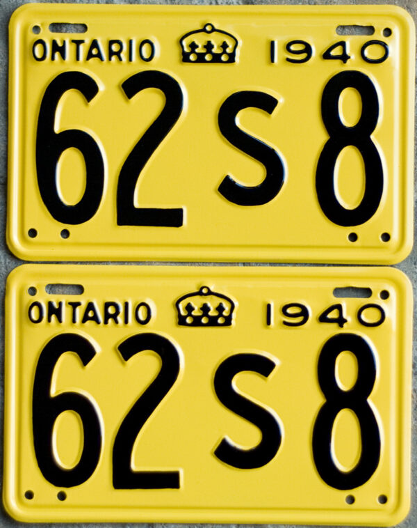 1940 Ontario YOM license plates for sale