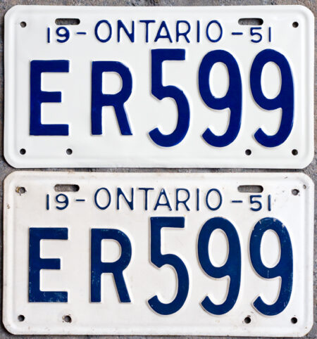 1951 Ontario YOM licence license plates for sale MTO