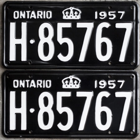 1957 Ontario licence plates for sale