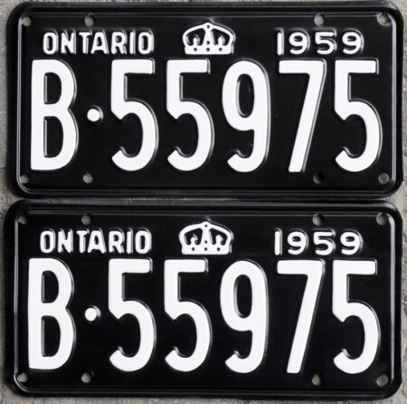 1959 Ontario licence plates for sale