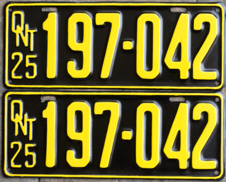 1925 Ontario YOM license plates for sale