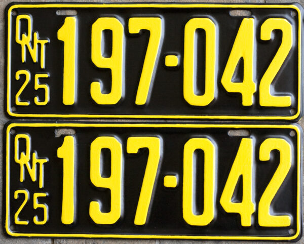 1925 Ontario YOM license plates for sale