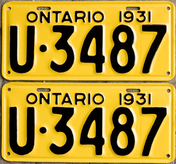 1931 Ontario YOM license plates for sale