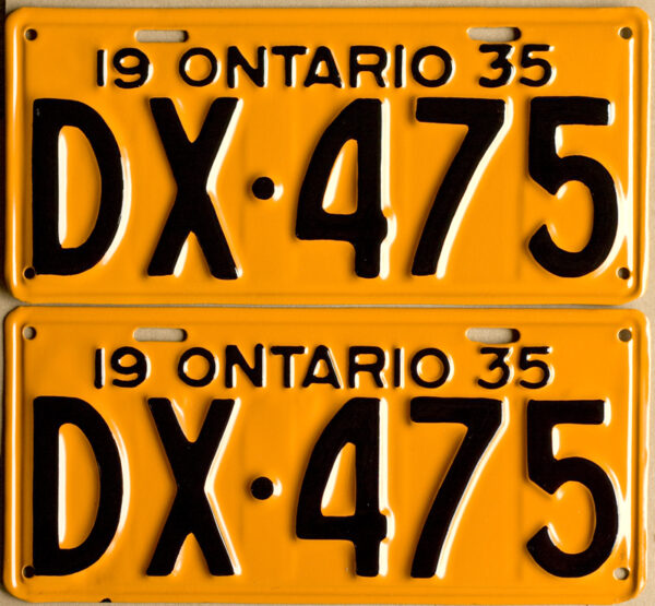 1935 Ontario YOM licence license plates for sale MTO