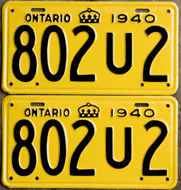 1940 Ontario YOM license plates for sale